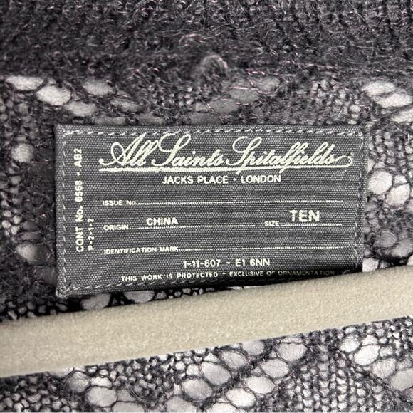 All Saints Women’s Open Weave Cardigan Heather Gray Open Front Size 10 EUC - Picture 5 of 6